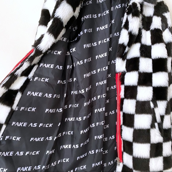 Current Mood checkerboard faux fur jacket - Picture 7 of 10